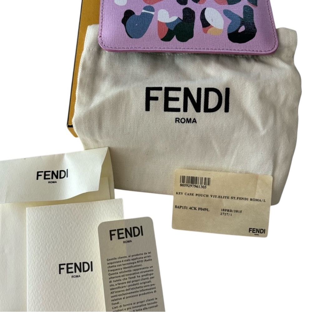 Fendi NWT Full inclusion Vitello Elite signature Roma Key Case 5 1/4 x 3 1/4 COA - Picture 3 of 6